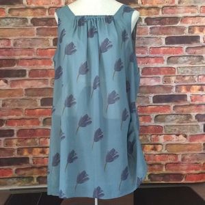 CAbi Blue Floral Sheer Tunic
